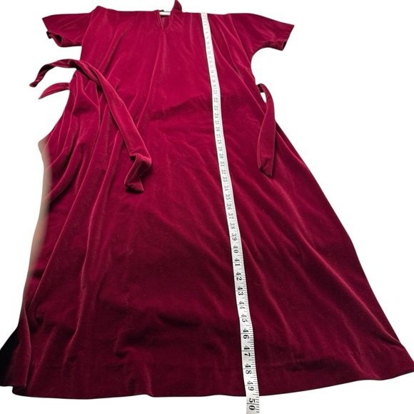 VTG 50s Jonathan Logan Velvet Dress Red Party Belt SZ 13/14 L Maxi Holiday Class - Picture 9 of 11